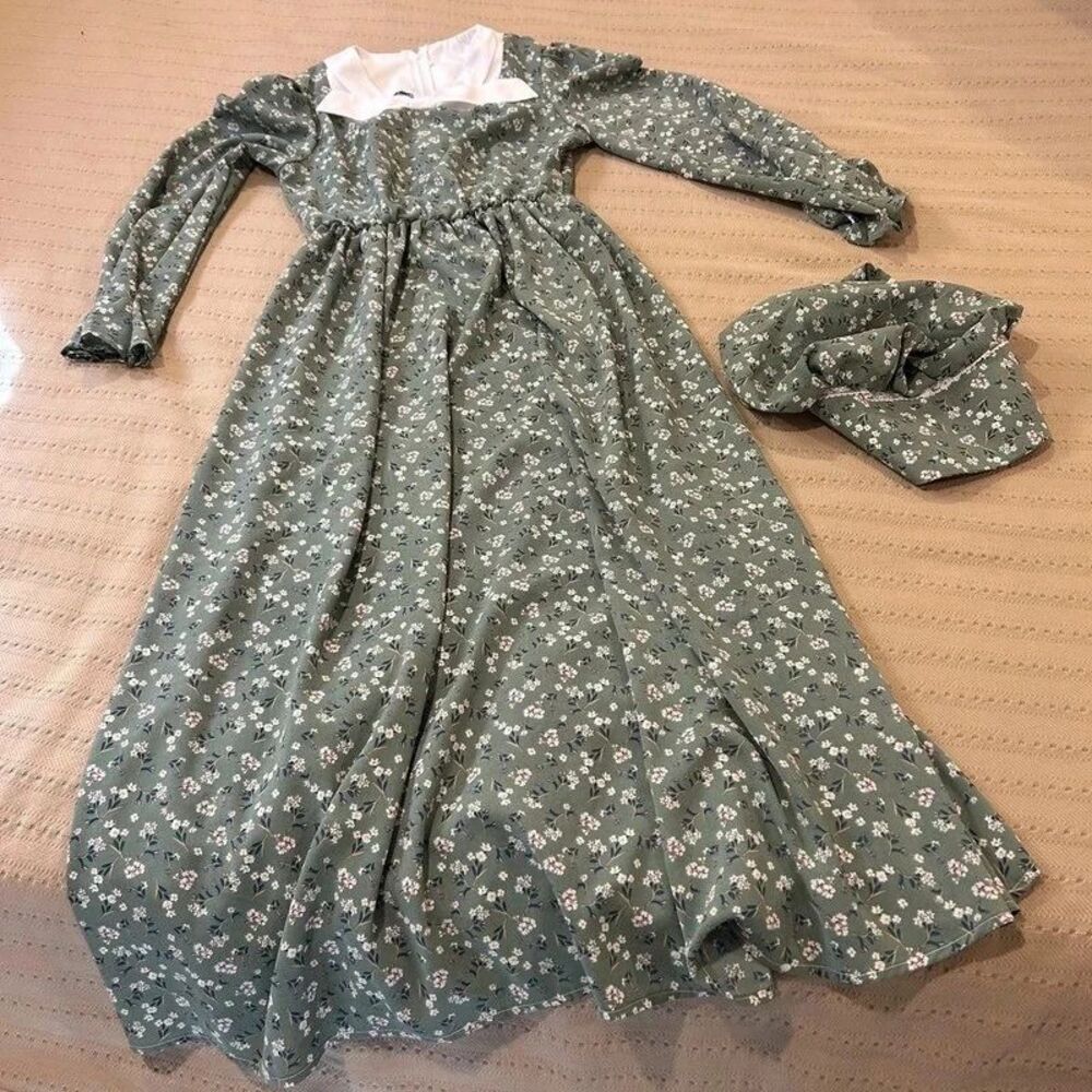 Women’s Colonial Dress Pioneer Costume Small Women's S Dress and Bonnet